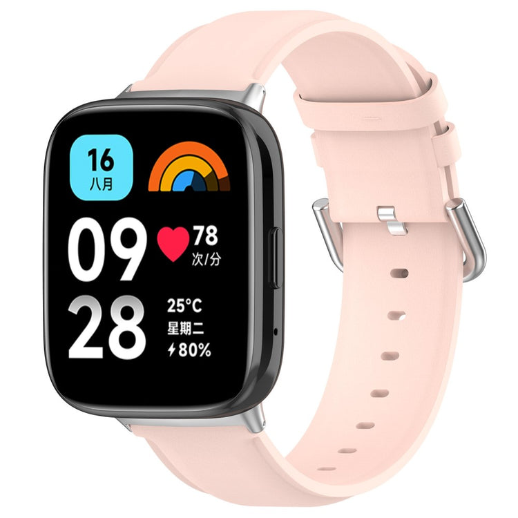 Ægte Læder Og Metal Universal Rem passer til Xiaomi Redmi Watch 3 Active / Xiaomi Mi Watch Lite 3 - Pink#serie_5