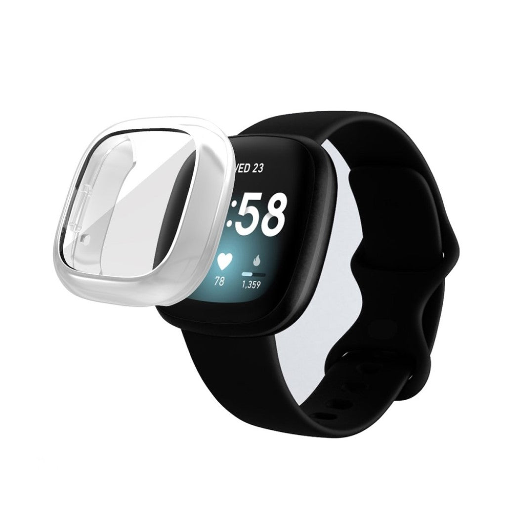 Mega Fed Fitbit Versa 3 Silikone Cover - Sølv#serie_4