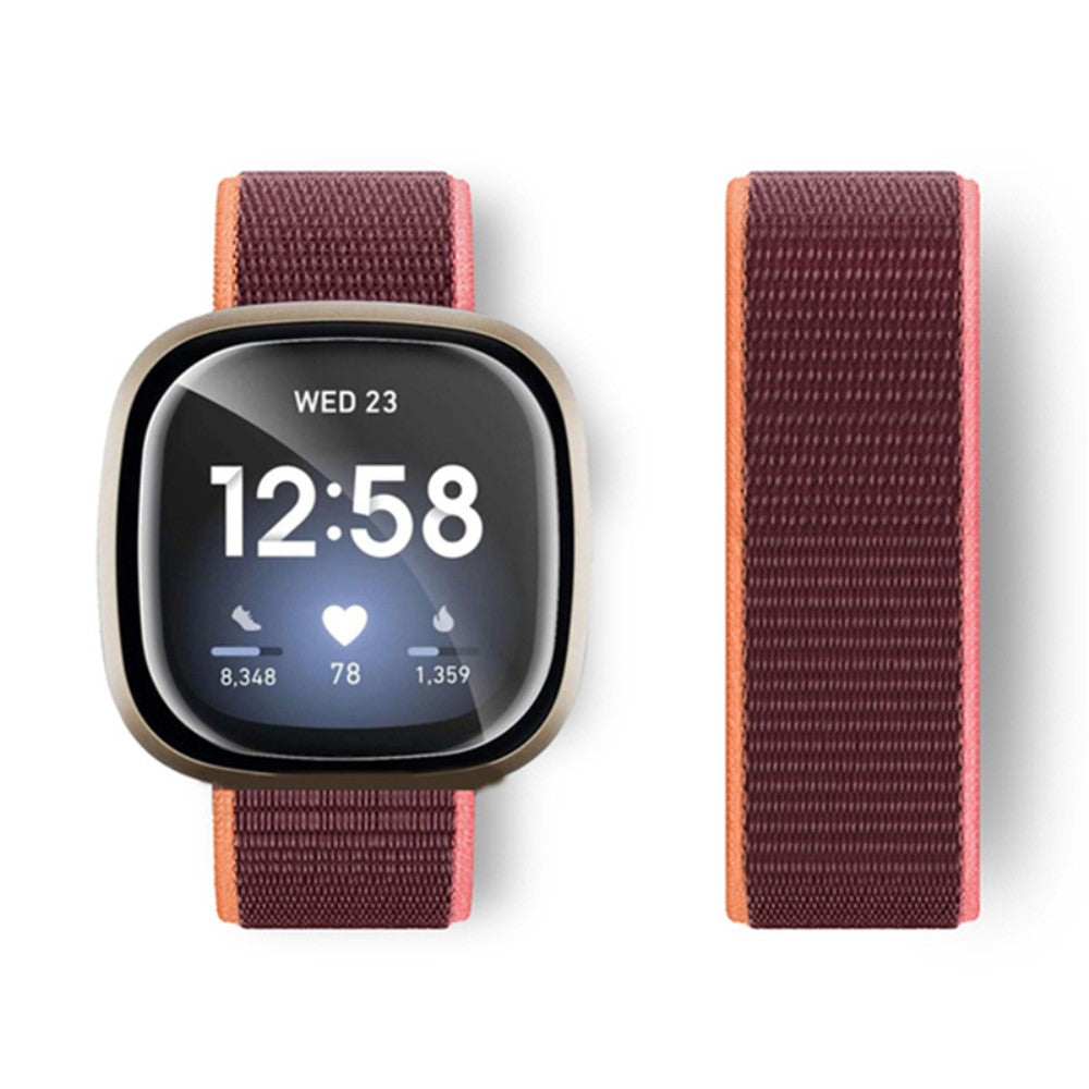 Flot Nylon Universal Rem passer til Fitbit Sense 1 / Fitbit Versa 3 - Rød#serie_17