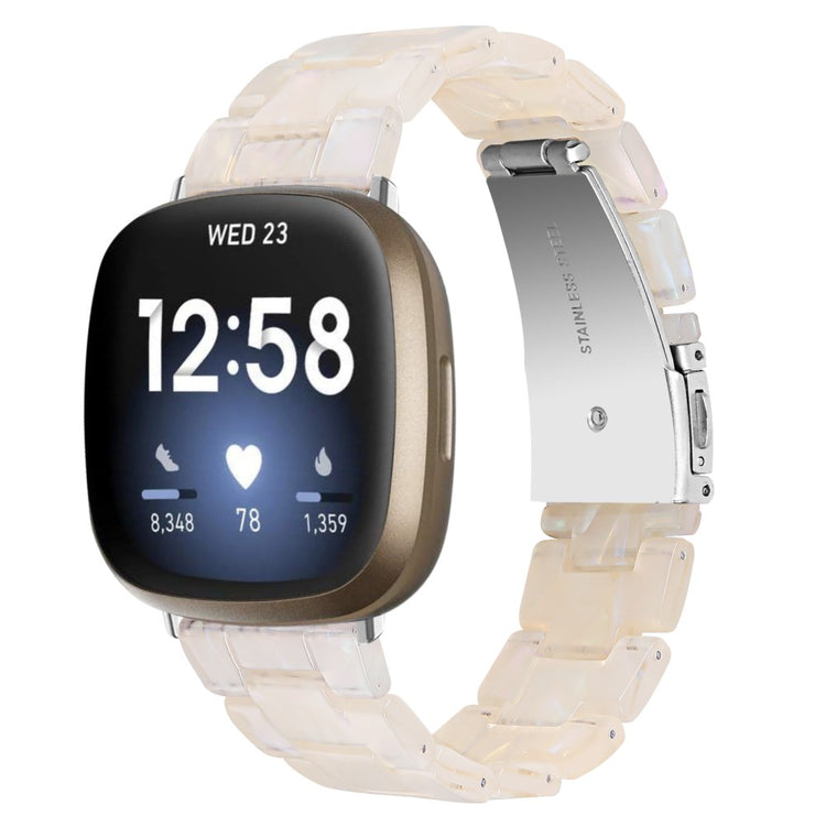 Fint Plastik Universal Rem passer til Fitbit Sense 2 / Fitbit Versa 4 - Hvid#serie_10