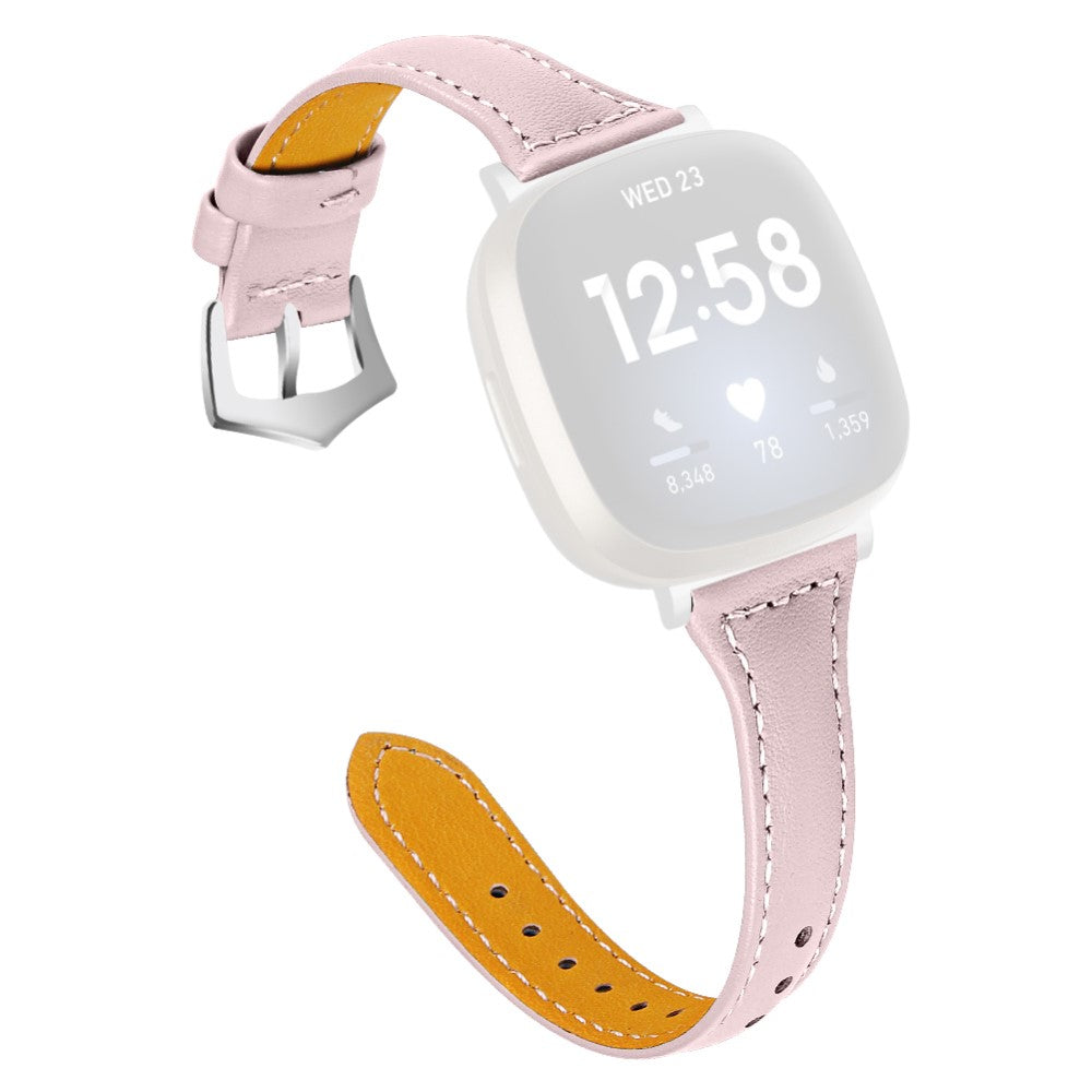 Ægte Læder Universal Rem passer til Fitbit Sense 2 / Fitbit Versa 4 - Pink#serie_3