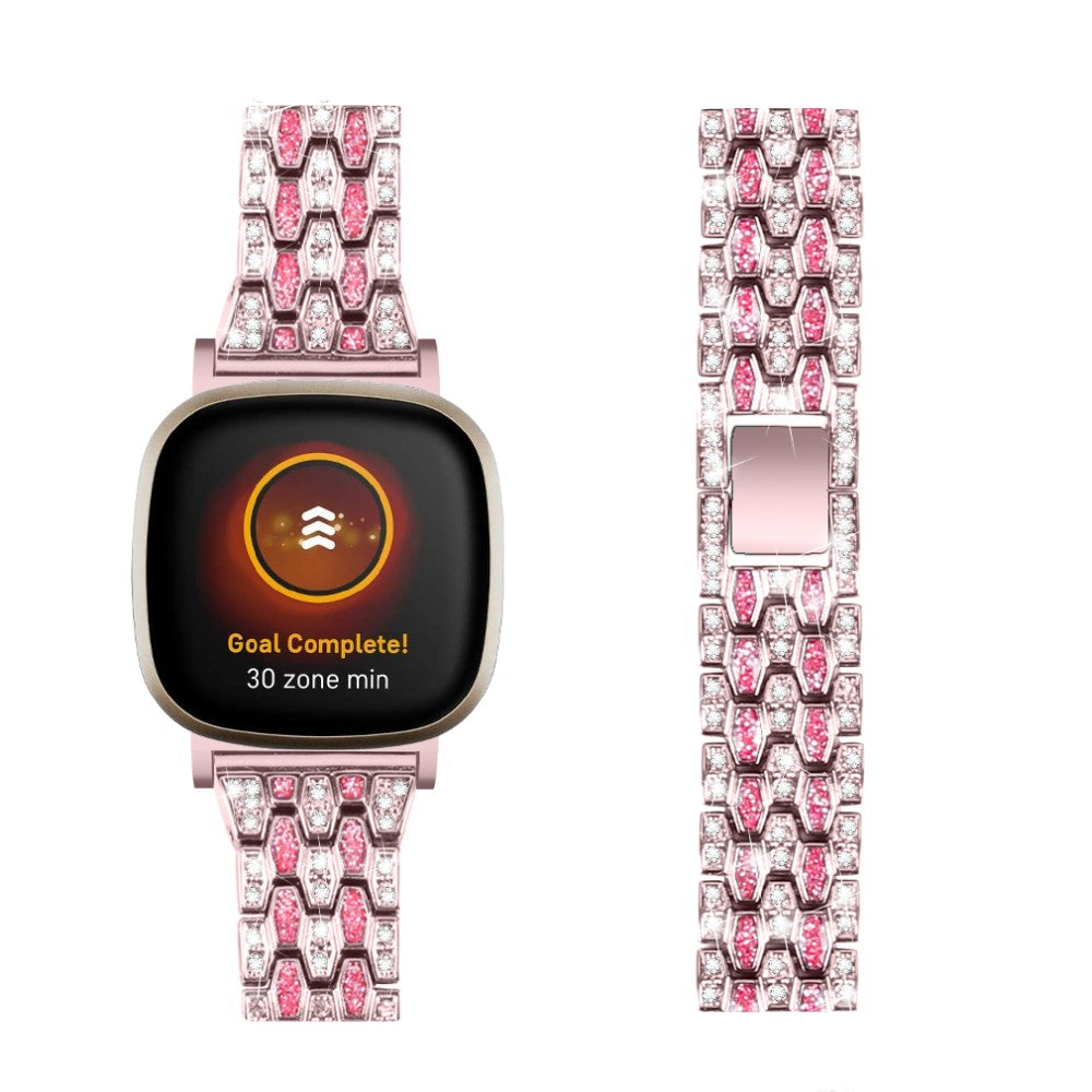 Metal Og Rhinsten Universal Rem passer til Fitbit Sense 2 / Fitbit Versa 4 - Pink#serie_2