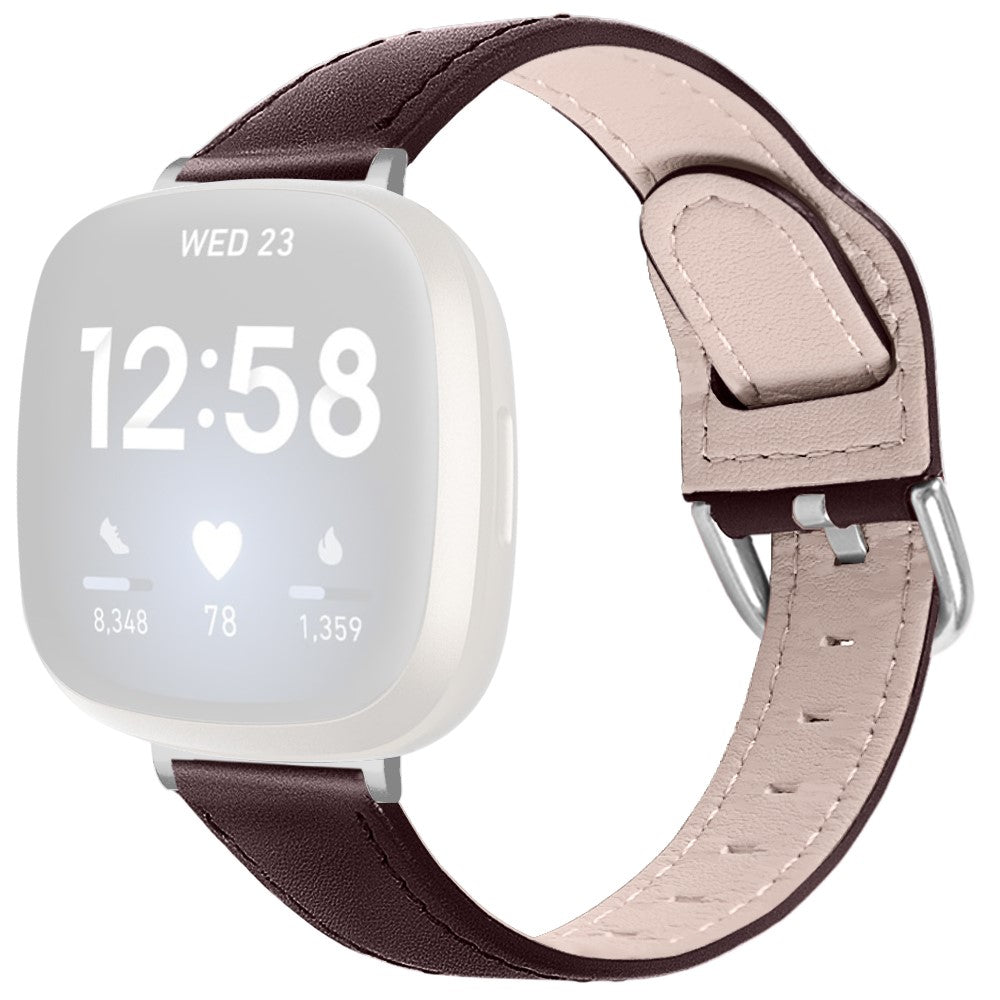 Ægte Læder Universal Rem passer til Fitbit Sense 2 / Fitbit Versa 4 - Brun#serie_5