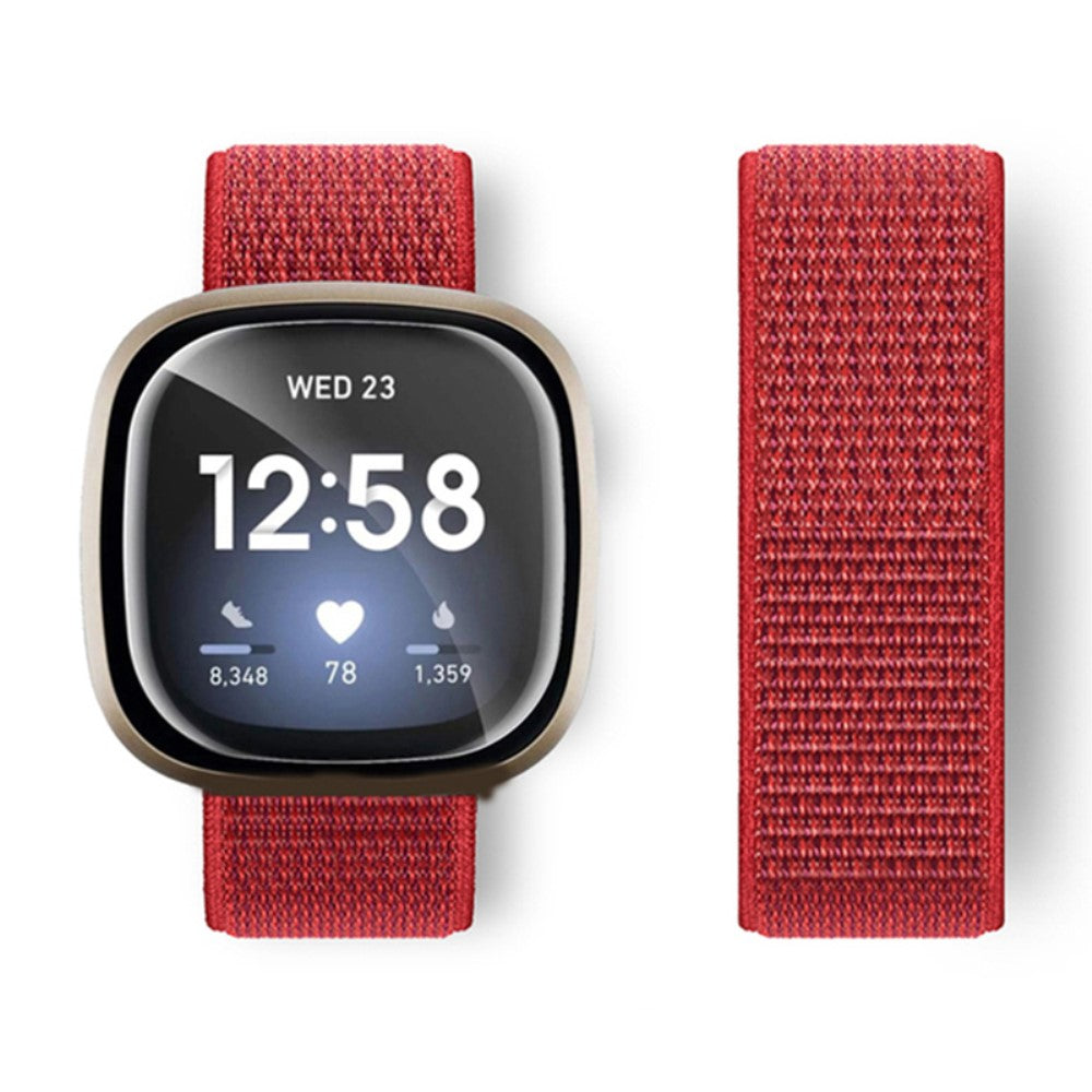 Kønt Nylon Universal Rem passer til Fitbit Versa 4 / Fitbit Sense 2 - Rød#serie_26