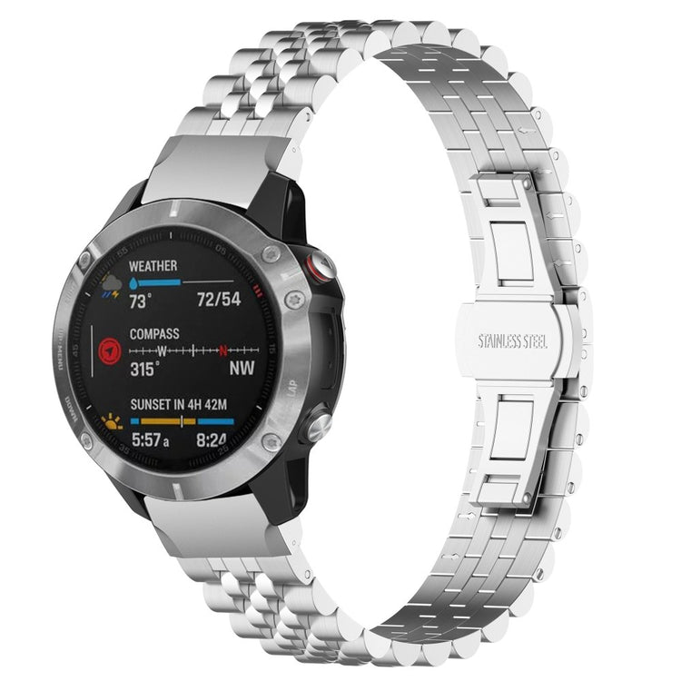 Sejt Metal Universal Rem passer til Garmin Smartwatch - Sølv#serie_044