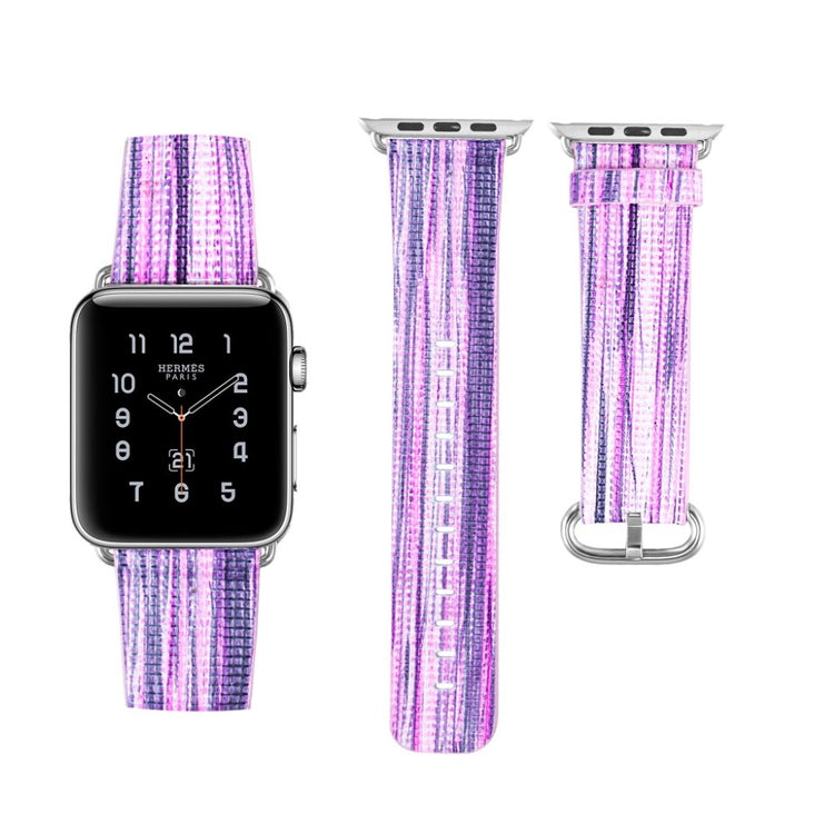 Helt vildt smuk Apple Watch Series 1-3 42mm Ægte læder Rem - Flerfarvet#serie_5