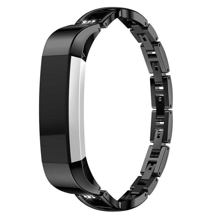 Holdbart Fitbit Alta HR Metal og Rhinsten Rem - Sort#serie_4