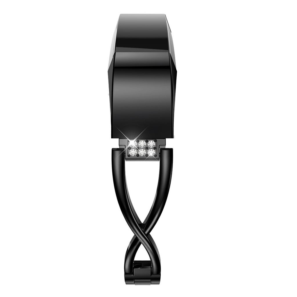 Holdbart Fitbit Alta HR Metal og Rhinsten Rem - Sort#serie_4