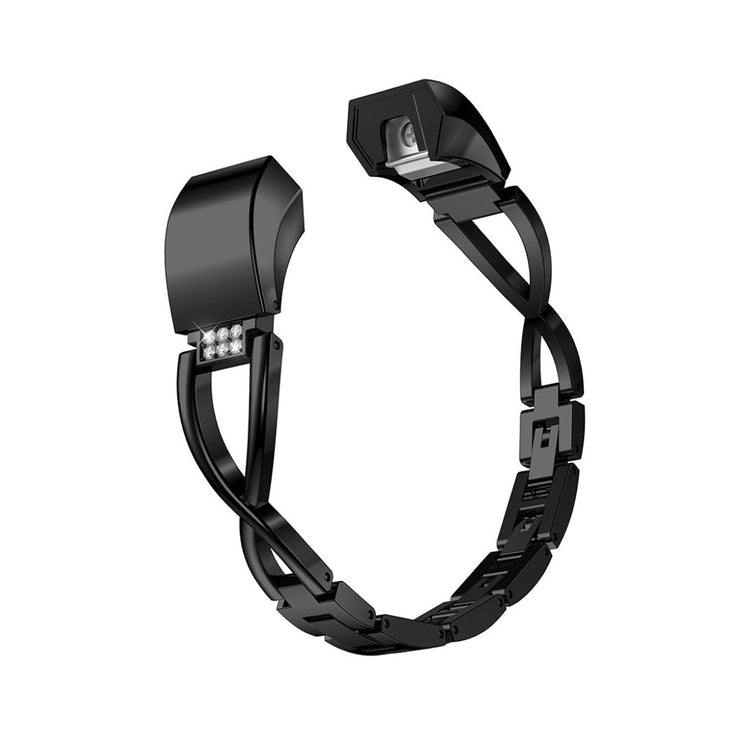 Holdbart Fitbit Alta HR Metal og Rhinsten Rem - Sort#serie_4