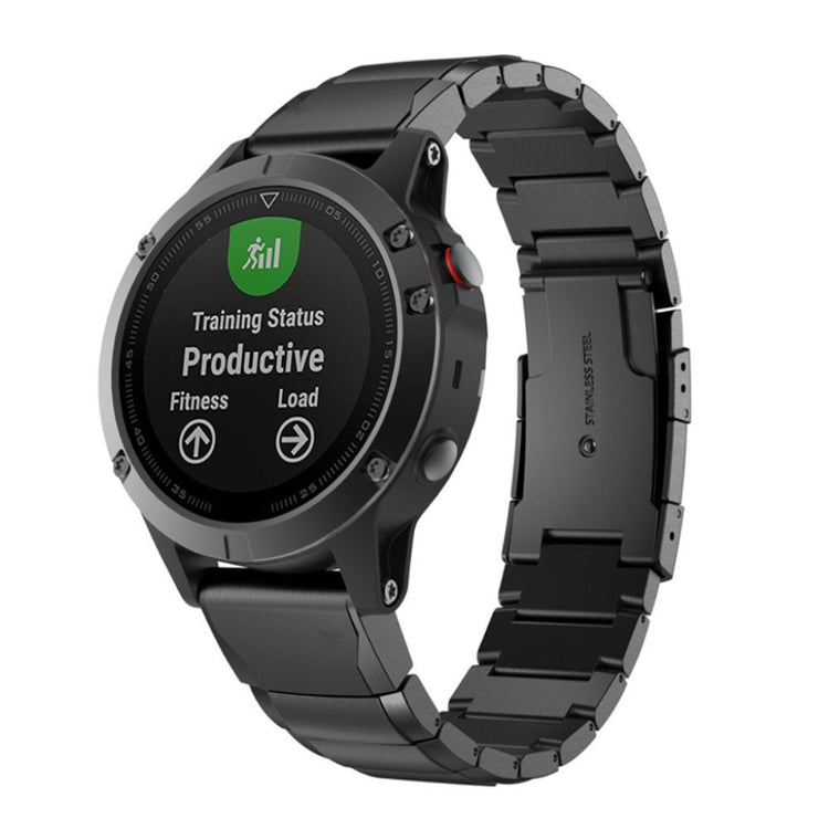 Slidstærk Garmin Fenix 5 Metal Rem - Sort#serie_2