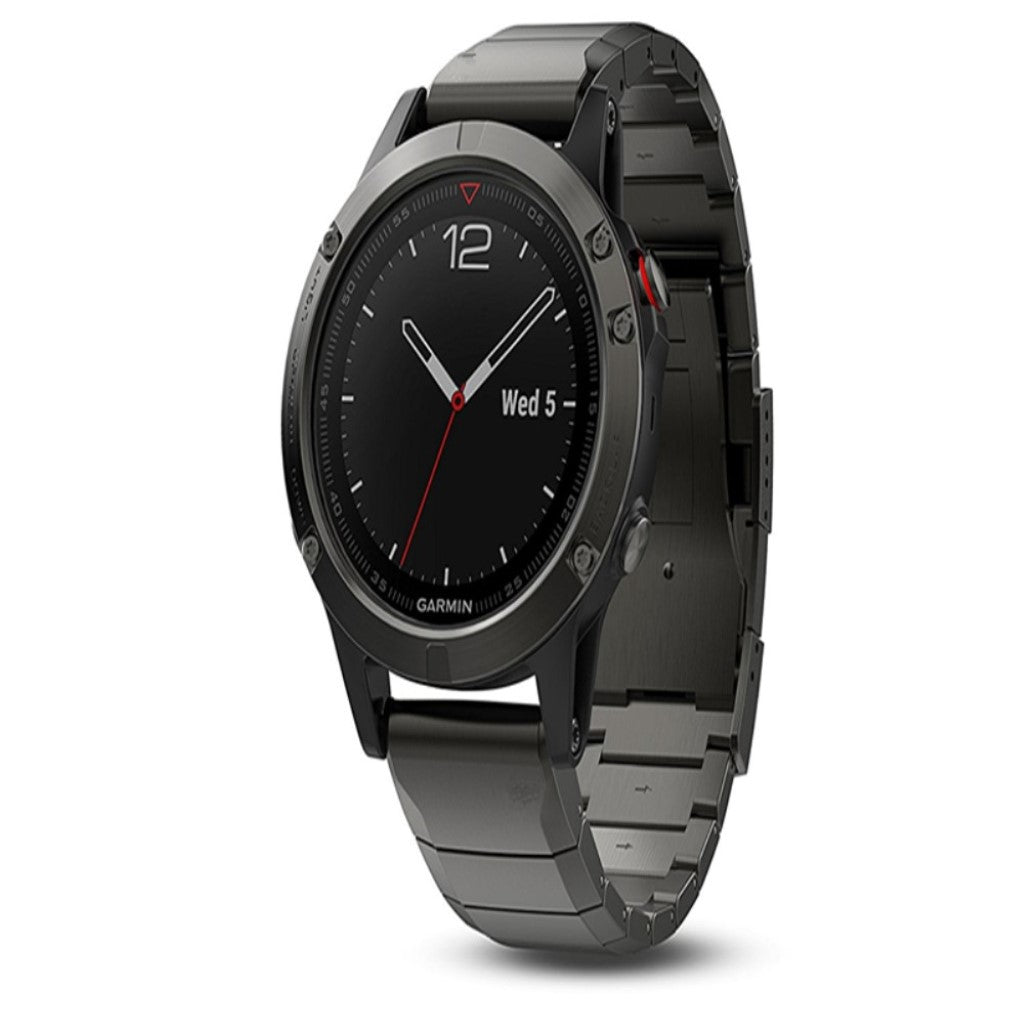 Slidstærk Garmin Fenix 5 Metal Rem - Sort#serie_2