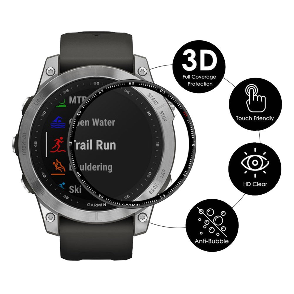 2stk Garmin Fenix 7S Plastik  3D Kurvet Skærmbeskytter - Gennemsigtig#serie_193