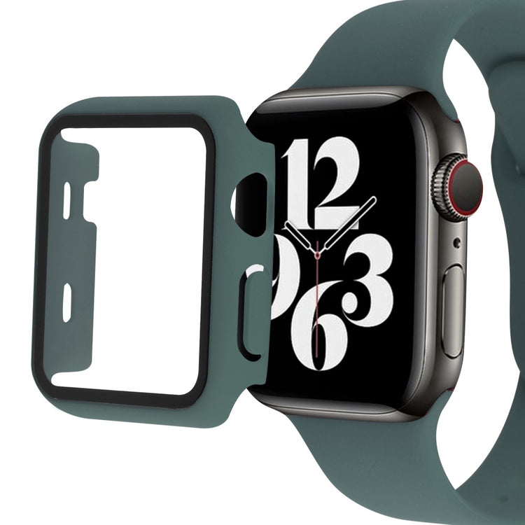 Mega Godt Apple Watch Series 7 41mm Cover med Skærmbeskytter i Plastik og Hærdet Glas - Grøn#serie_4