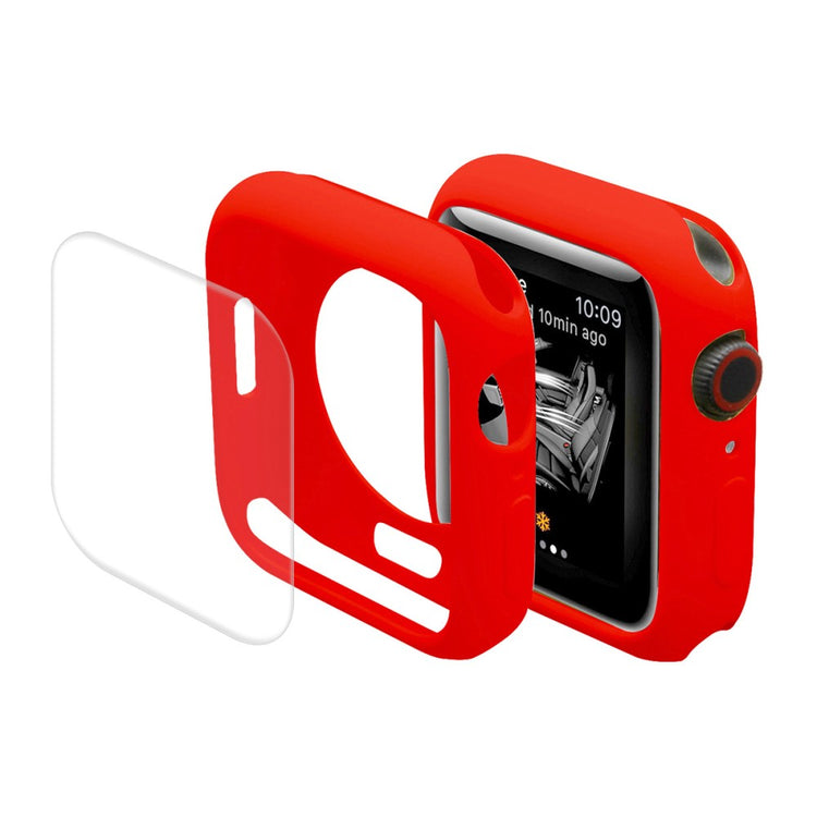 Super Flot Apple Watch Series 7 41mm Cover med Skærmbeskytter i Silikone - Rød#serie_3
