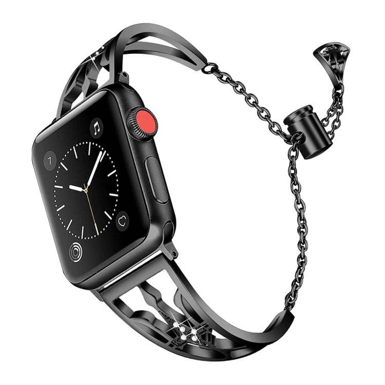 Nydelig Apple Watch Series 7 41mm Metal og Rhinsten Rem - Sort#serie_4