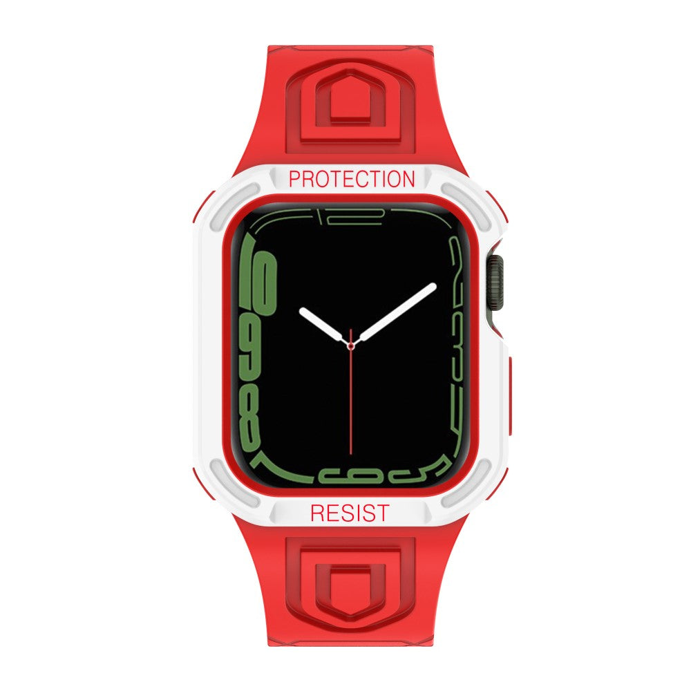 Apple Watch Series 7 41mm Plastik Rem med Etui - Rød#serie_3