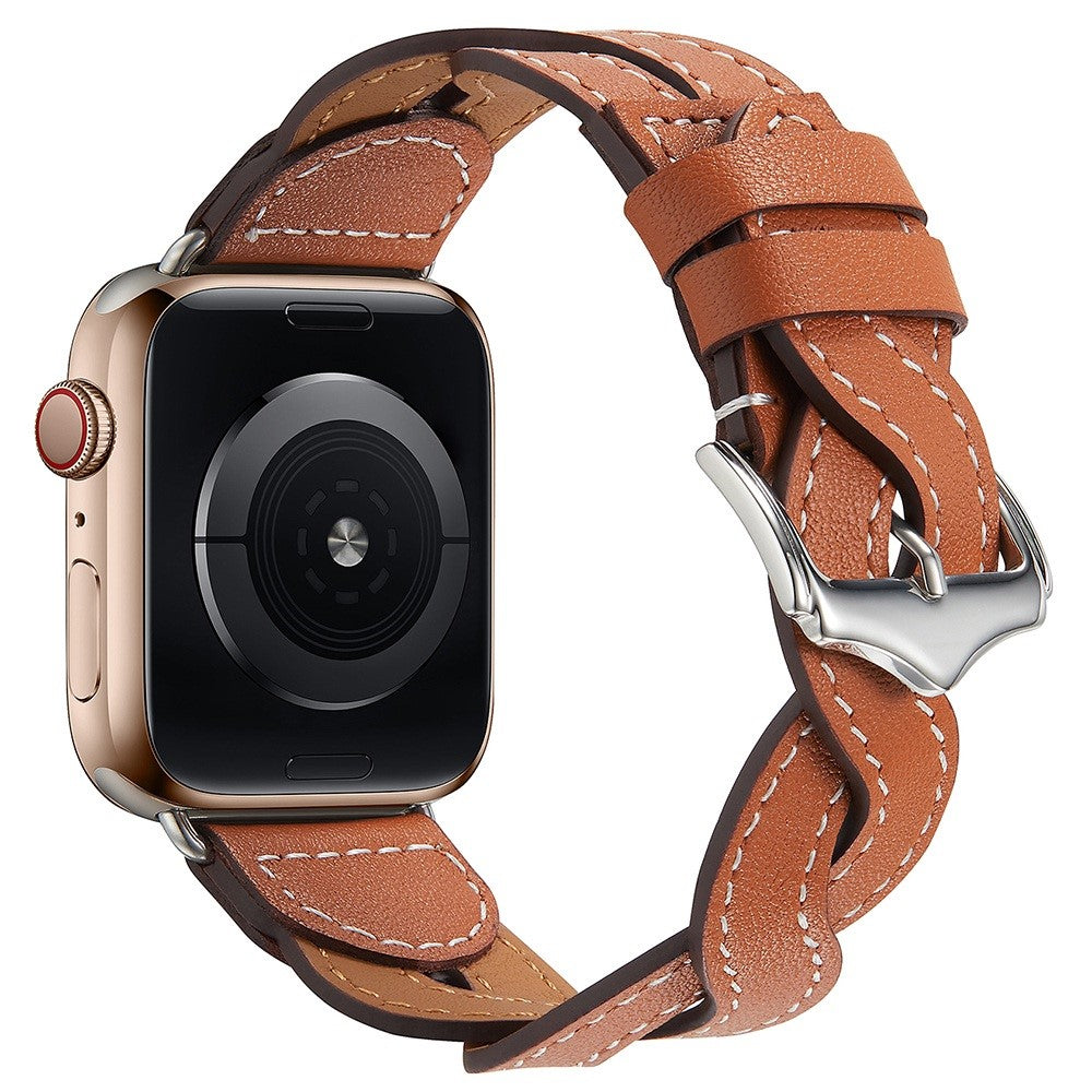 Rigtigt elegant Apple Watch Series 7 41mm Ægte læder Rem - Brun#serie_3