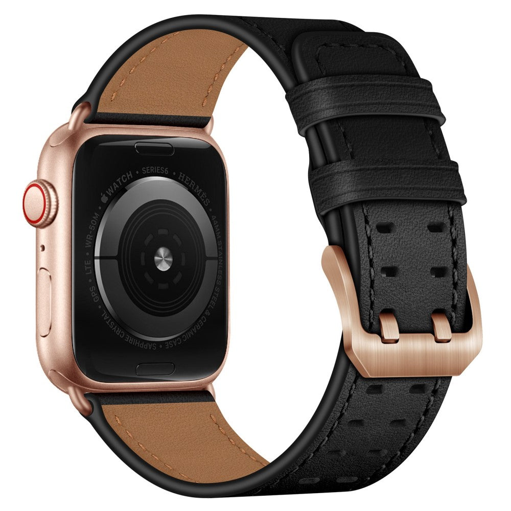 Vildt nydelig Apple Watch Series 7 41mm Ægte læder Rem - Sort#serie_3