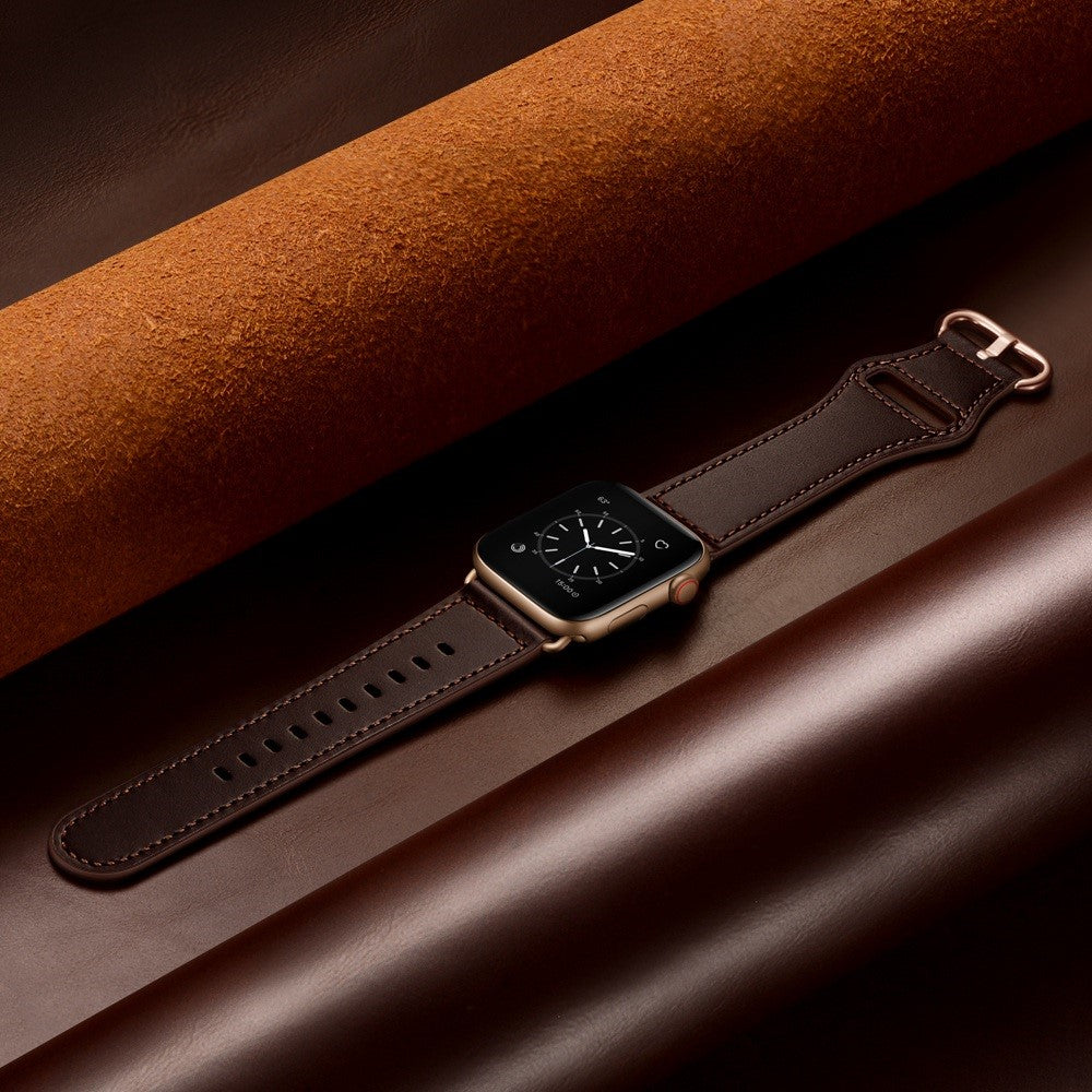 Fortrinligt Apple Watch Series 7 41mm Ægte læder Urrem - Brun#serie_5