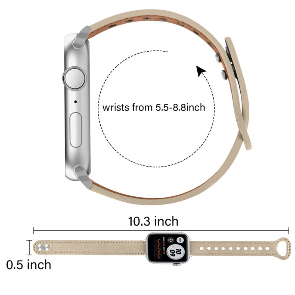 Rigtigt cool Universal Apple Ægte læder Urrem - Beige#serie_3