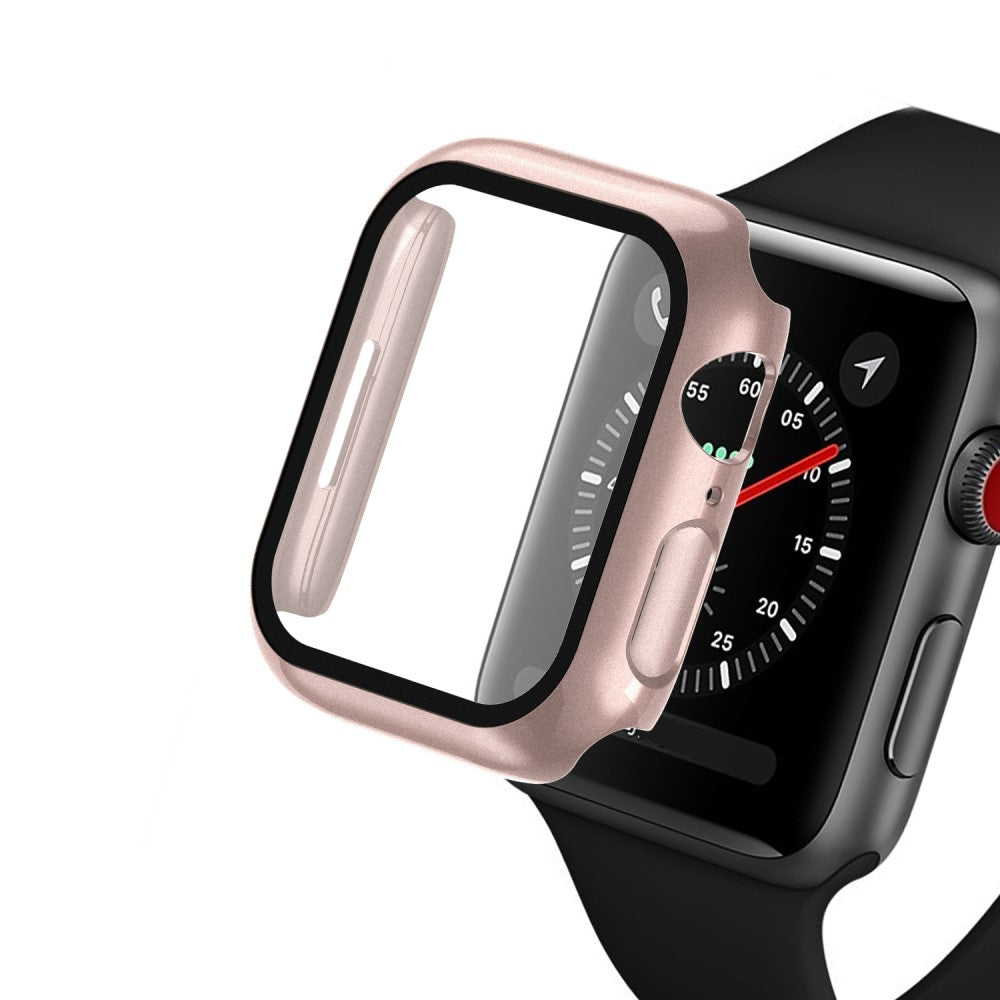 Vildt Godt Apple Watch Series 7 45mm Cover med Skærmbeskytter i Plastik og Hærdet Glas - Pink#serie_10