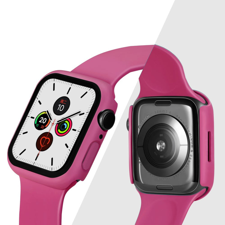 Vildt Godt Apple Watch Series 7 45mm Cover med Skærmbeskytter i Plastik og Hærdet Glas - Pink#serie_13