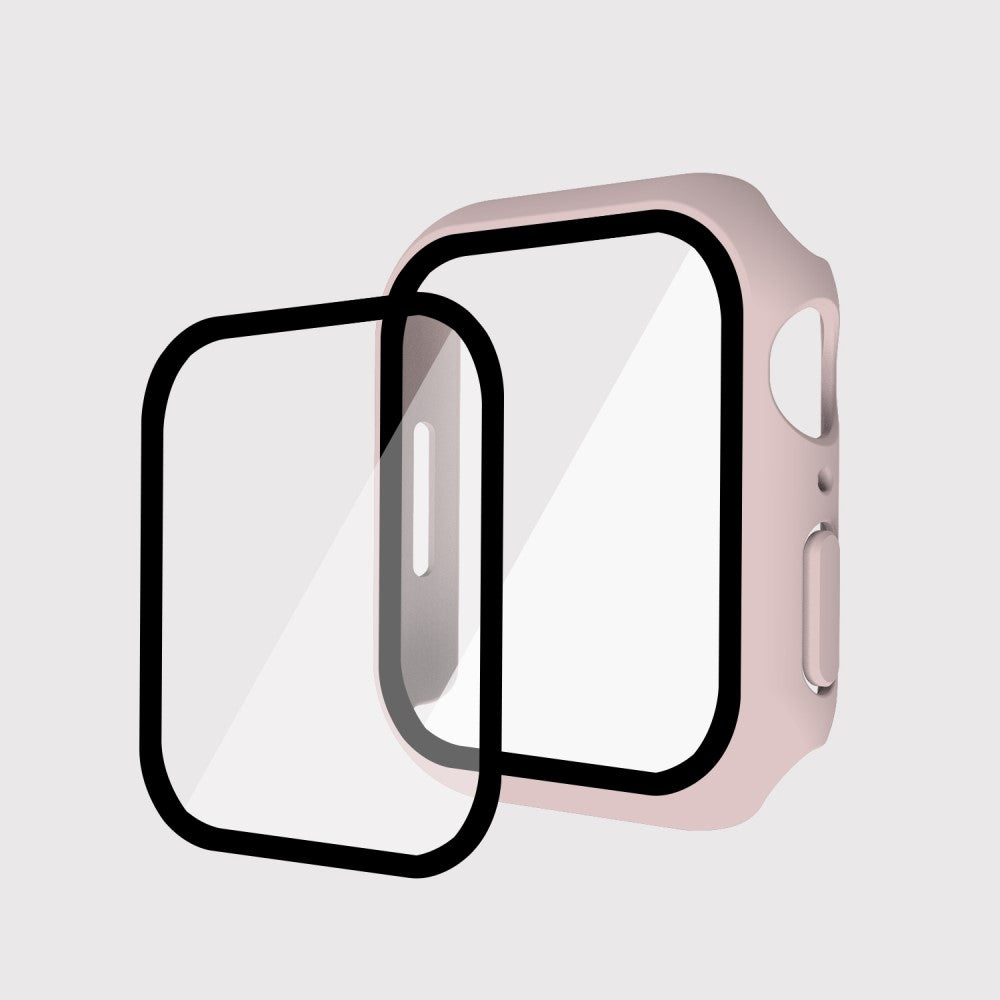 Vildt Godt Apple Watch Series 7 45mm Cover med Skærmbeskytter i Plastik og Hærdet Glas - Pink#serie_6