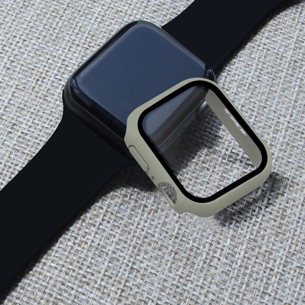 Vildt Godt Apple Watch Series 7 45mm Cover med Skærmbeskytter i Plastik og Hærdet Glas - Brun#serie_9