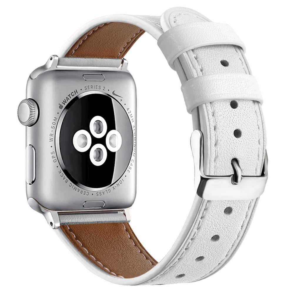 Supercool Apple Watch Series 7 45mm Ægte læder Rem - Hvid#serie_2