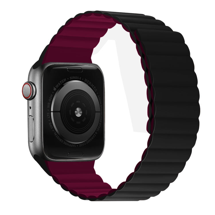 Rigtigt hårdfør Apple Watch Series 7 45mm Silikone Rem - Sort#serie_4