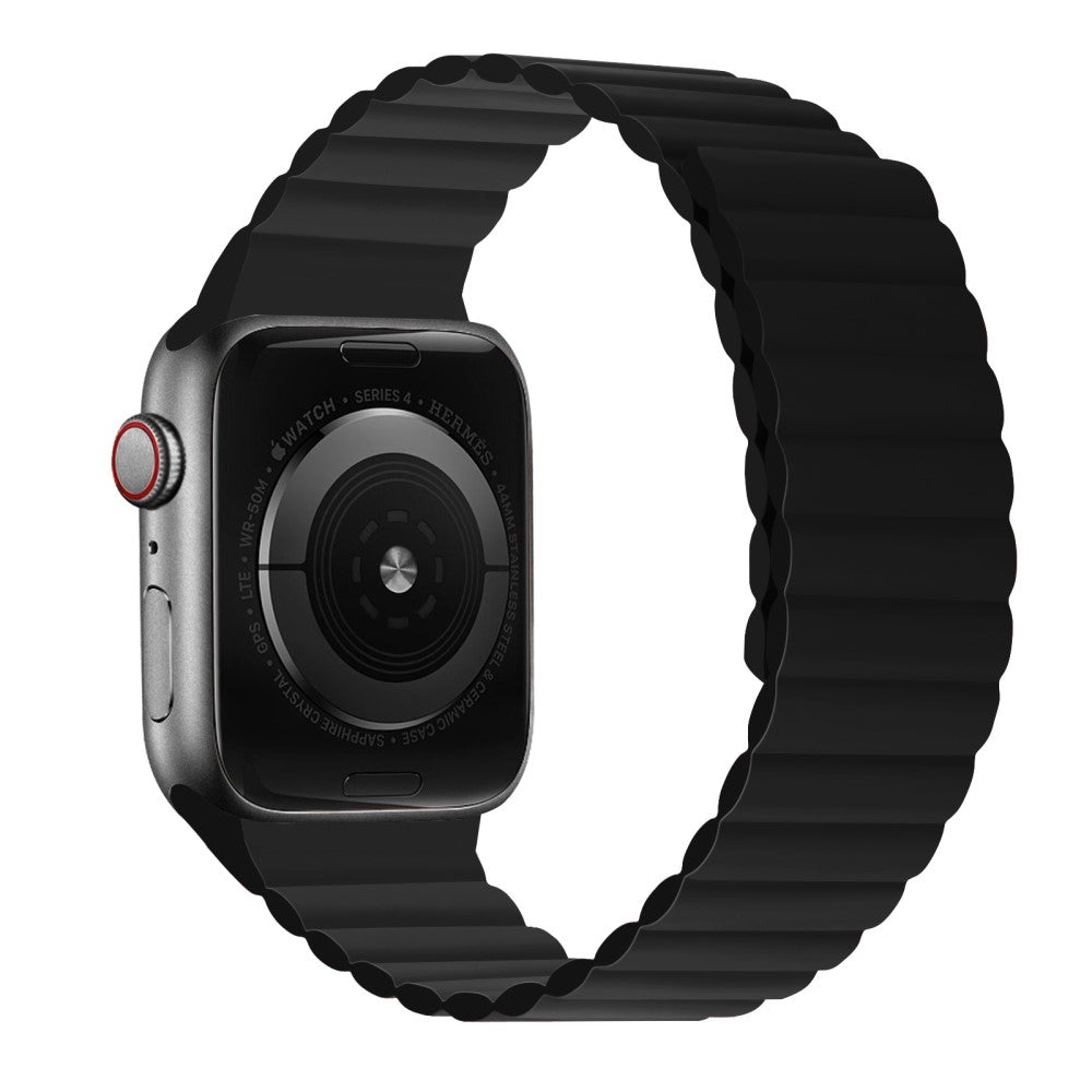 Rigtigt hårdfør Apple Watch Series 7 45mm Silikone Rem - Sort#serie_5