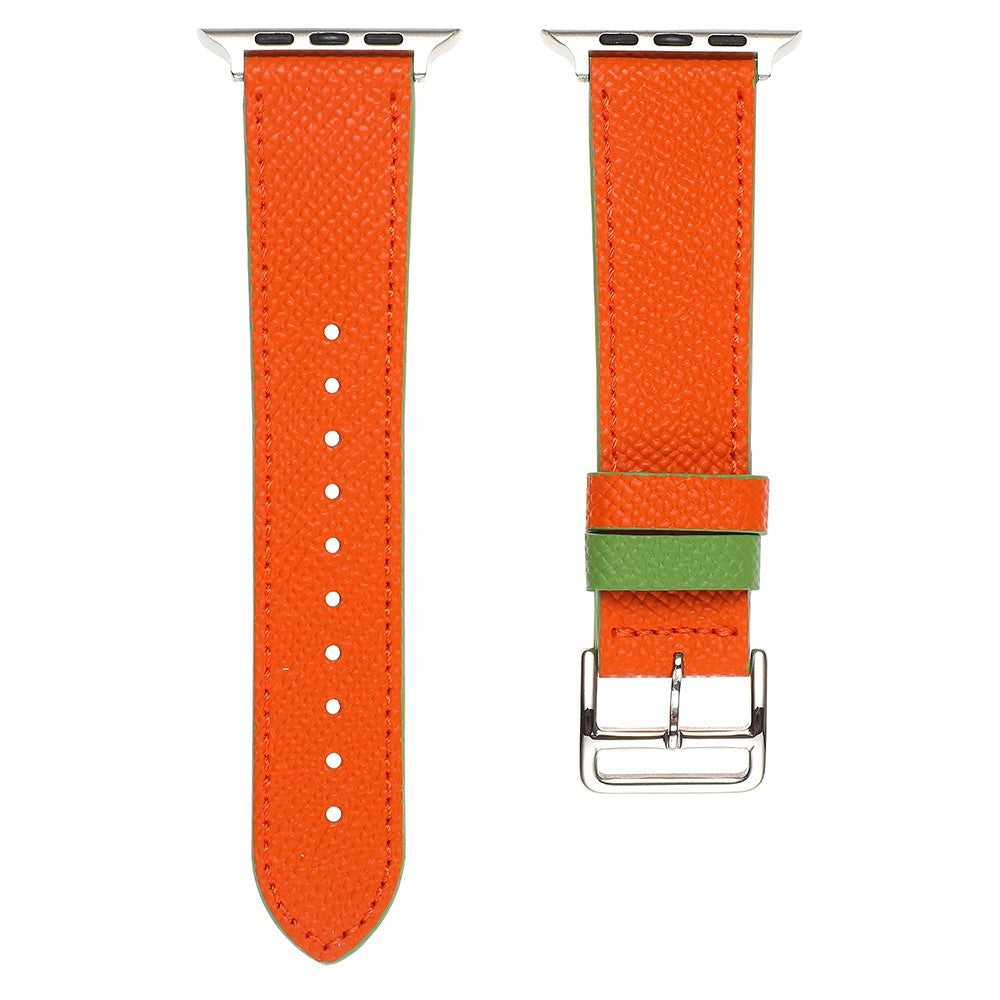 Meget pænt Apple Watch Series 7 45mm Ægte læder Rem - Orange#serie_3