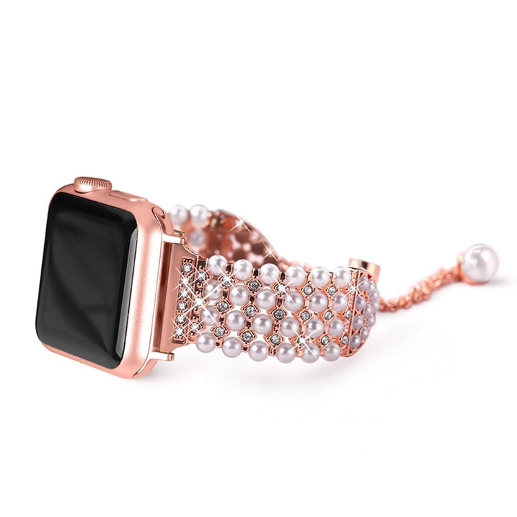 Smuk Apple Watch Series 7 45mm Metal og  Rhinsten Urrem - Pink#serie_3