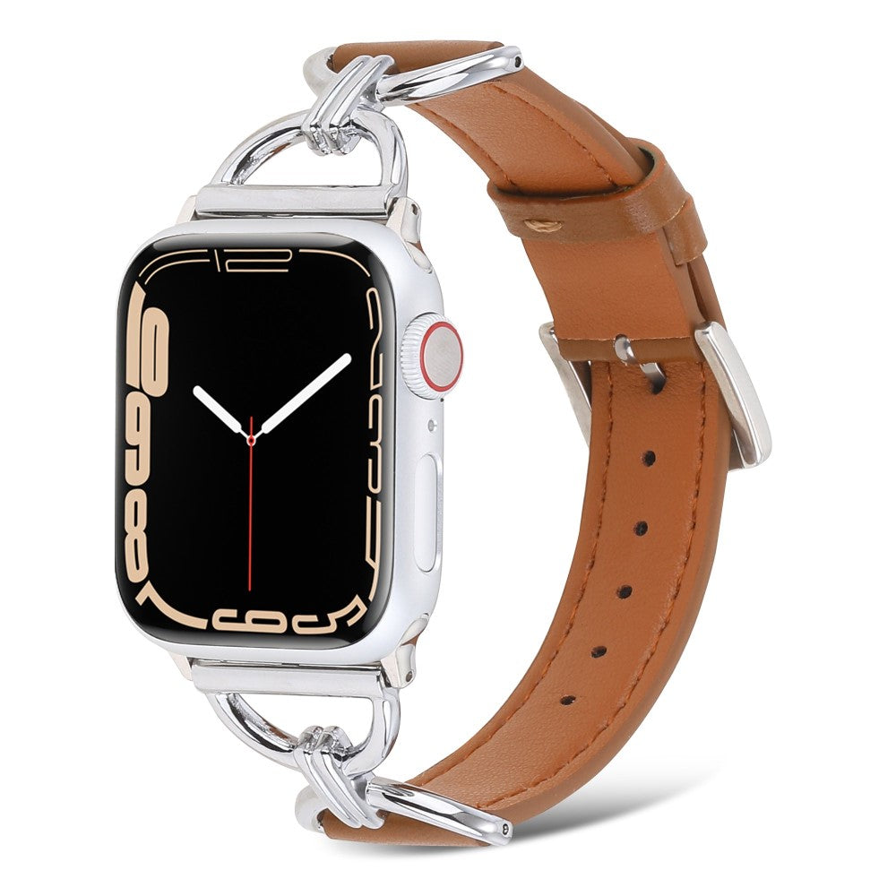 Vildt fint Apple Watch Series 7 45mm Ægte læder Urrem - Brun#serie_6