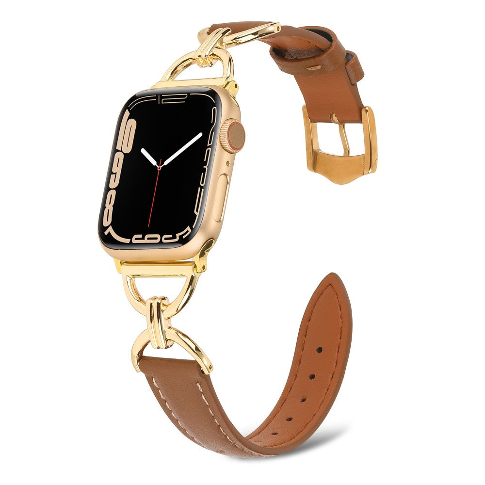 Vildt fint Apple Watch Series 7 45mm Ægte læder Urrem - Brun#serie_9