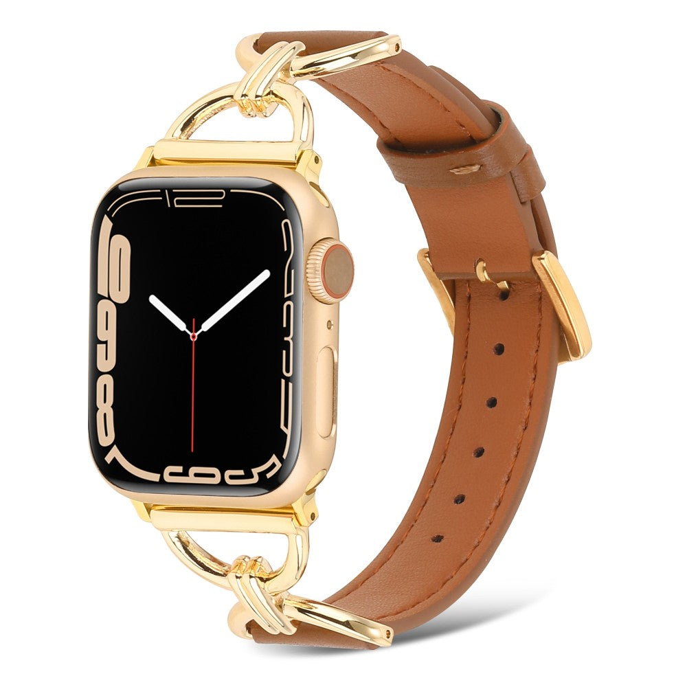 Vildt fint Apple Watch Series 7 45mm Ægte læder Urrem - Brun#serie_9