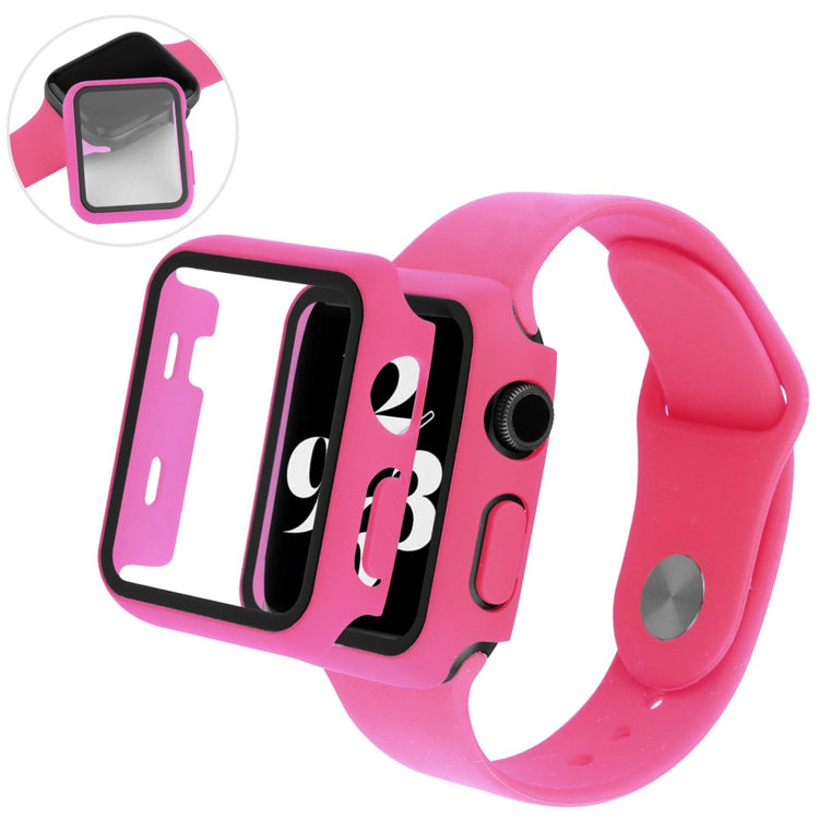 Flot Apple Watch Series 8 (41mm) / Apple Watch Series 7 41mm Cover med Skærmbeskytter i Plastik og Hærdet Glas - Pink#serie_15