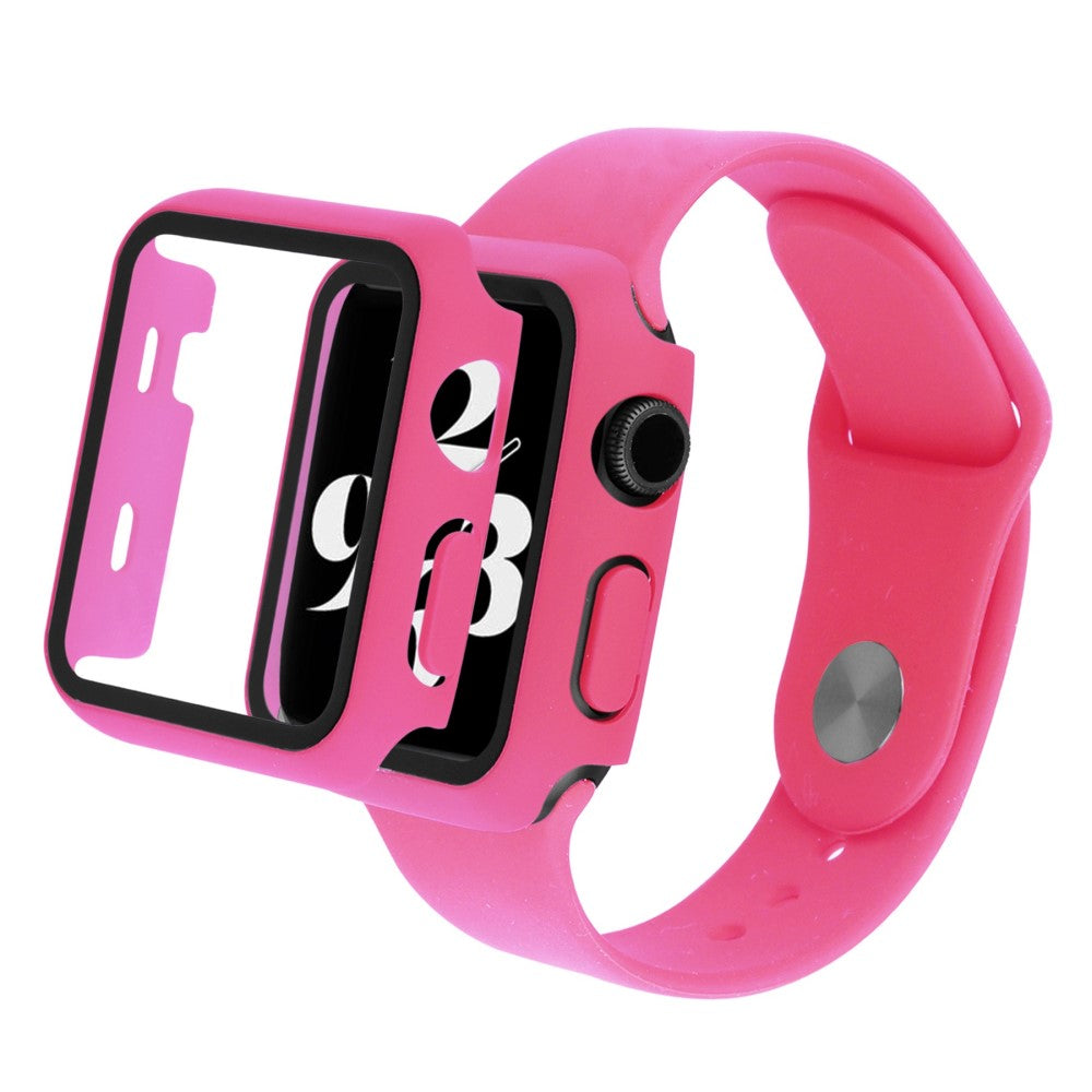 Apple Watch Series 8 (41mm) / Apple Watch Series 7 41mm Plastik Rem med Cover og Hærdet Glas - Pink#serie_14