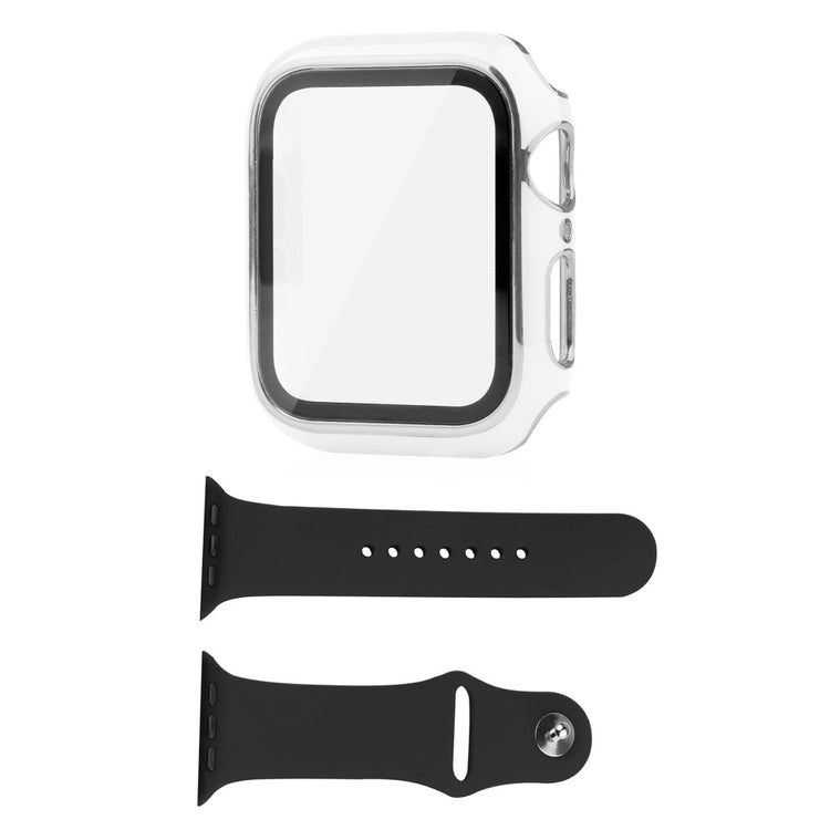 Apple Watch Series 8 (41mm) / Apple Watch Series 7 41mm Plastik Cover med Cover og Hærdet Glas - Hvid#serie_3