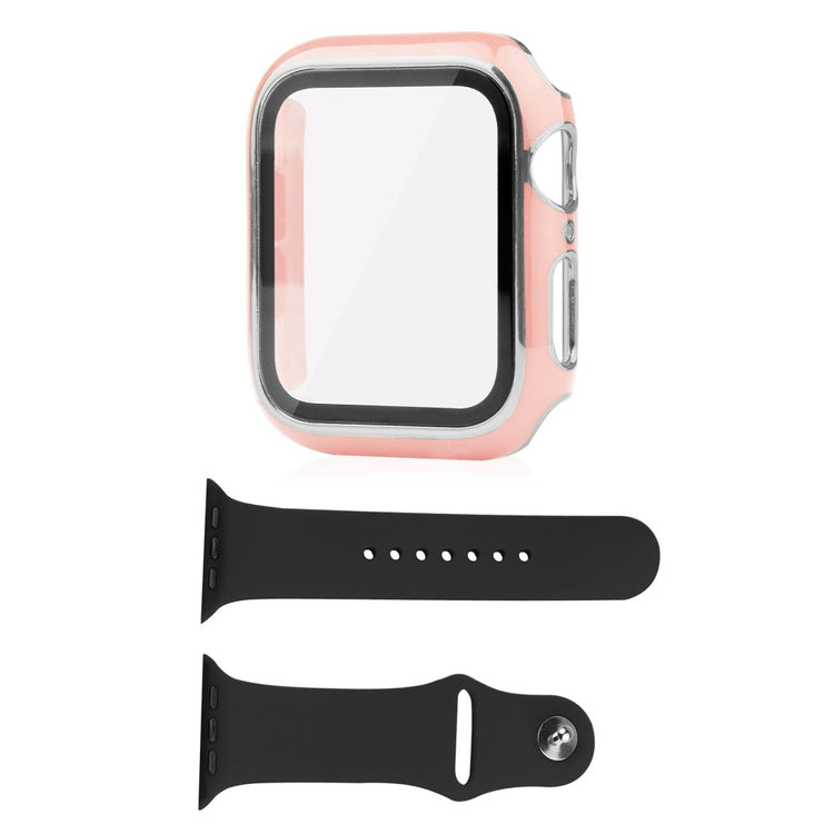 Apple Watch Series 8 (41mm) / Apple Watch Series 7 41mm Plastik Cover med Cover og Hærdet Glas - Pink#serie_6
