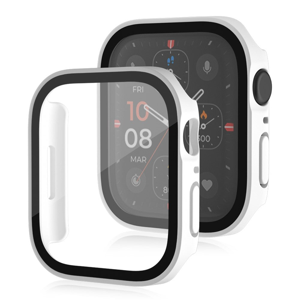 Mega Flot Apple Watch Series 8 (41mm) / Apple Watch Series 7 41mm Cover med Skærmbeskytter i Plastik og Hærdet Glas - Hvid#serie_2