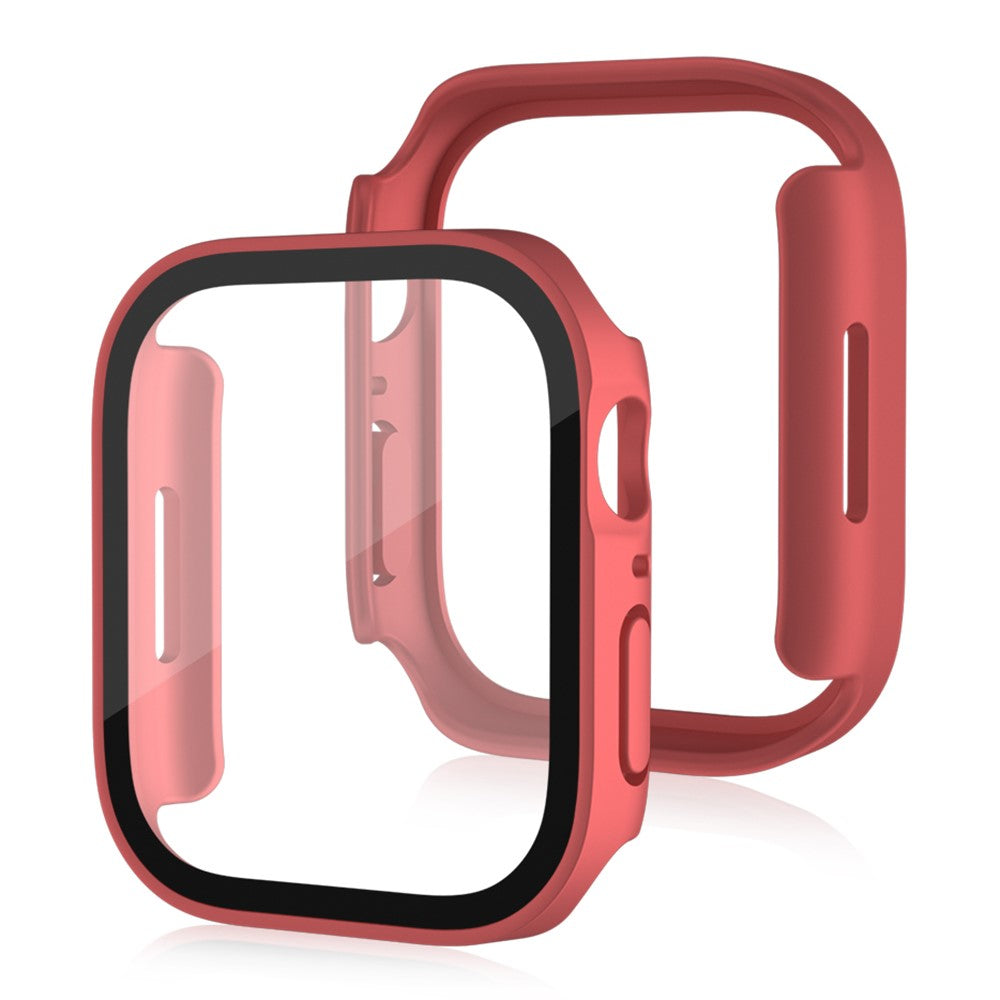 Mega Flot Apple Watch Series 8 (41mm) / Apple Watch Series 7 41mm Cover med Skærmbeskytter i Plastik og Hærdet Glas - Rød#serie_4