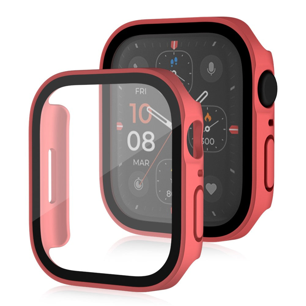 Mega Flot Apple Watch Series 8 (41mm) / Apple Watch Series 7 41mm Cover med Skærmbeskytter i Plastik og Hærdet Glas - Rød#serie_4