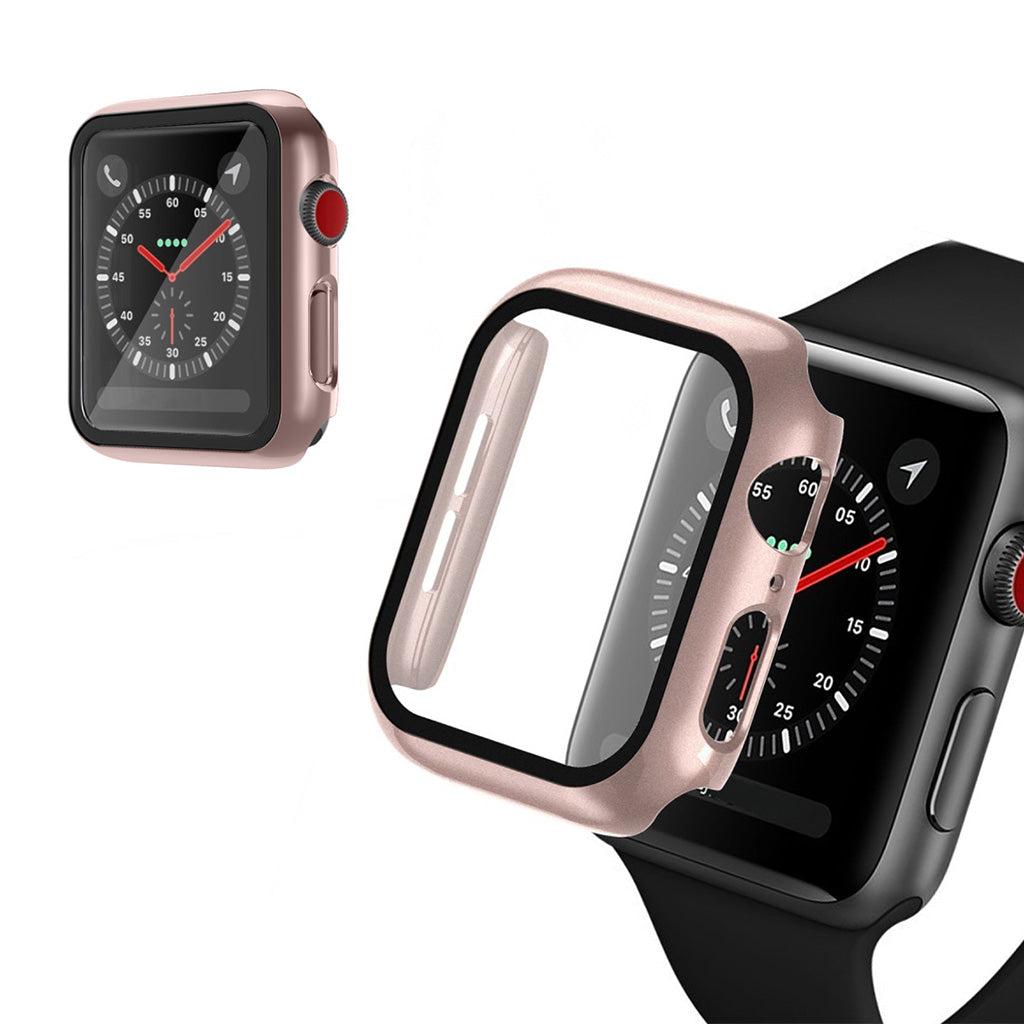 Alle Tiders Apple Watch Series 1-3 42mm Cover med Skærmbeskytter i Hærdet Glas - Pink#serie_5