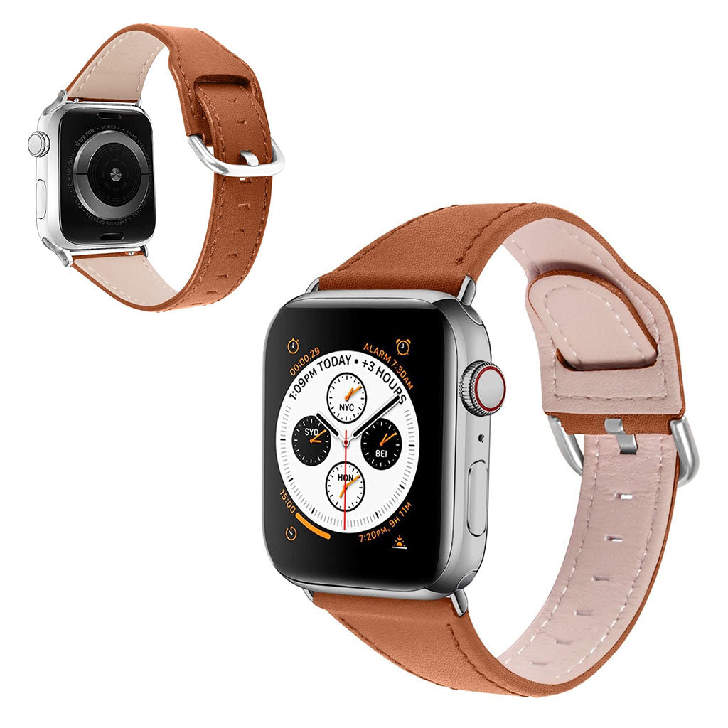 Mega slidstærk Apple Watch Series 1-3 42mm Ægte læder Rem - Brun#serie_6