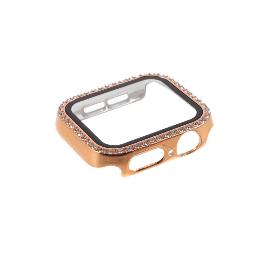 Super Fed Apple Watch Series 1-3 38mm Cover med Skærmbeskytter i Rhinsten, Silikone og Hærdet Glas - Pink#serie_7