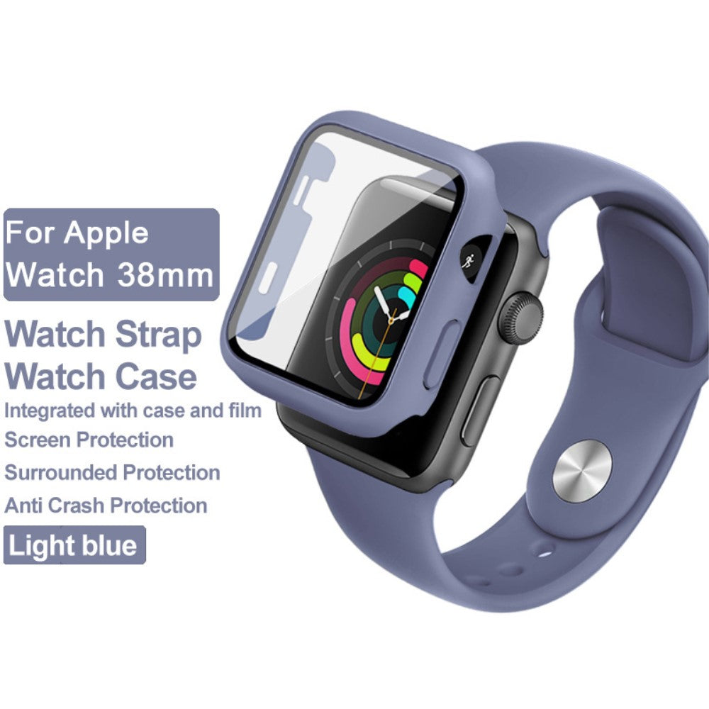 Apple Watch Series 1-3 38mm Silikone Cover med Rem og Hærdet Glas - Blå#serie_2