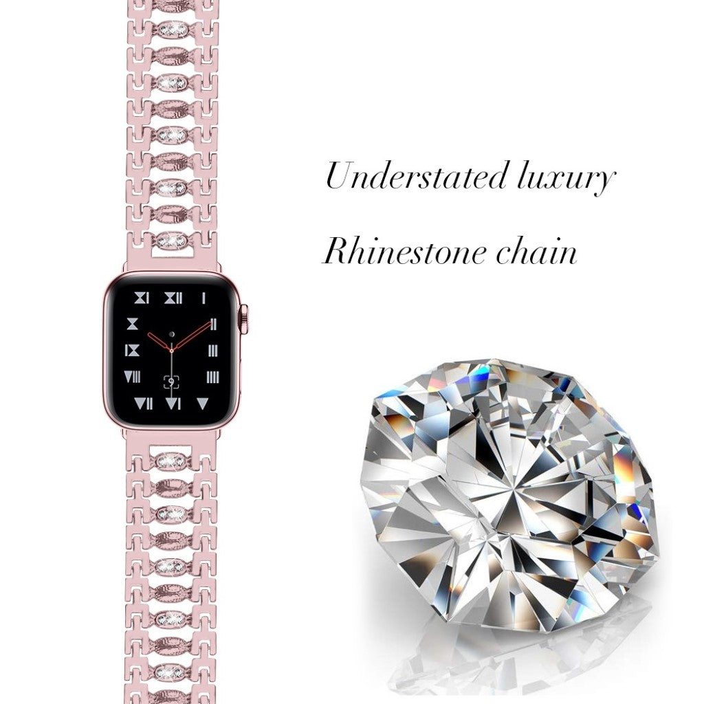 Slidstærk Apple Watch Series 4 40mm Metal og Rhinsten Rem - Pink#serie_3