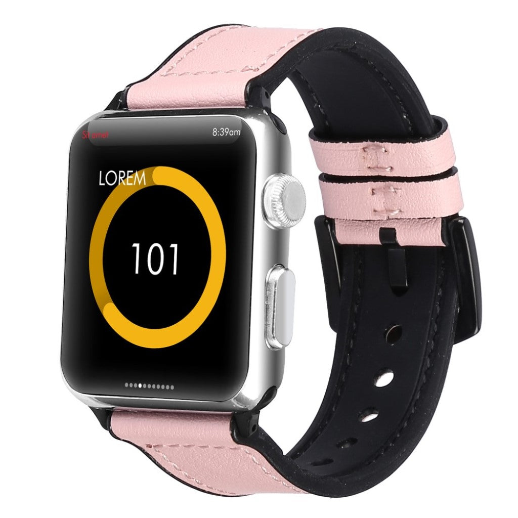 Cool Apple Watch Series 5 40mm Ægte læder og Silikone Rem - Pink#serie_4