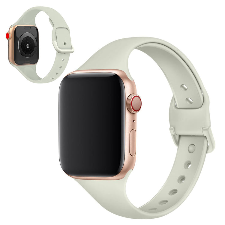 Meget holdbart Apple Watch Series 5 40mm Silikone Rem - Sølv#serie_3